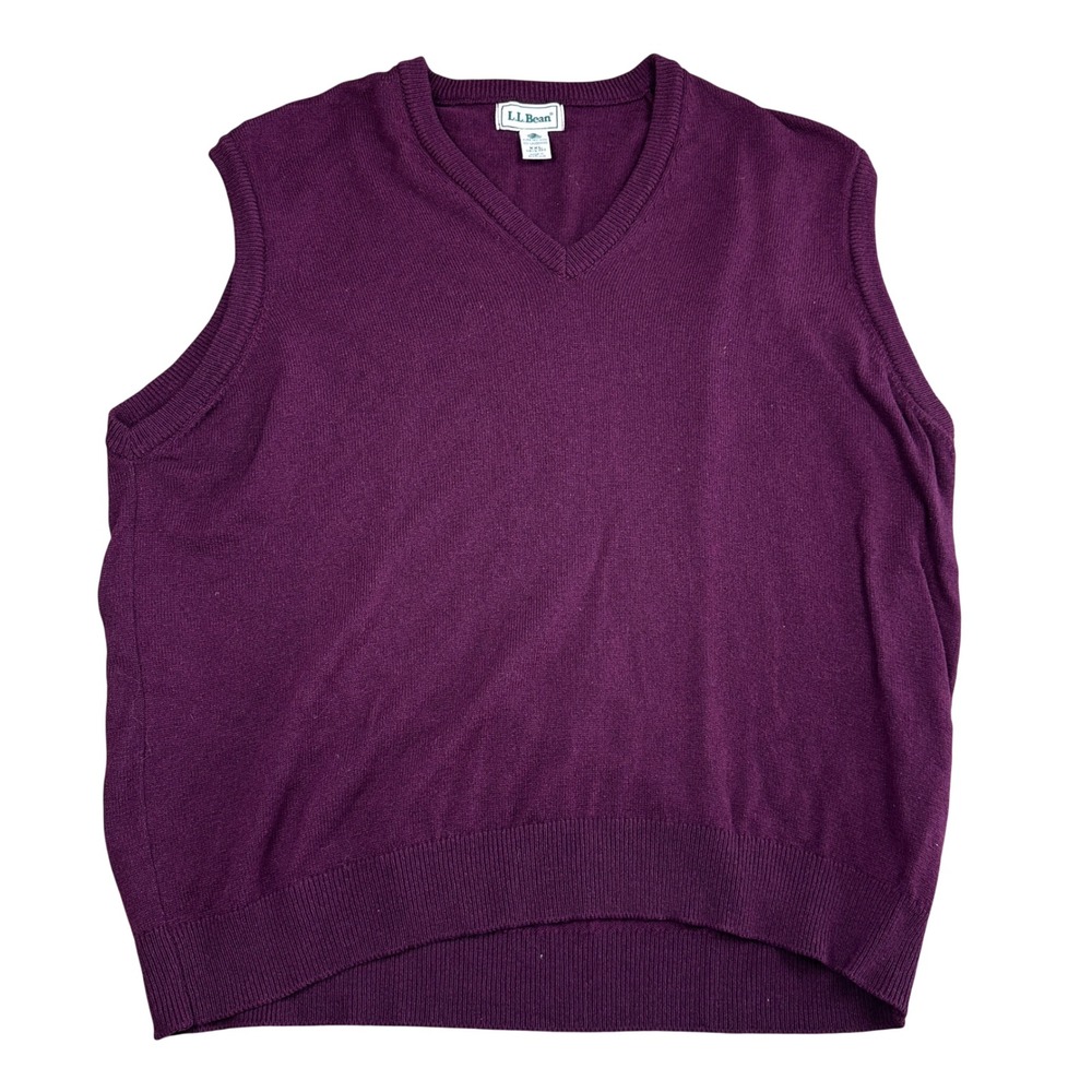 LL Bean Mens XXL Purple Lambswool V-Neck Sweater Vest Made in Scotland Plum